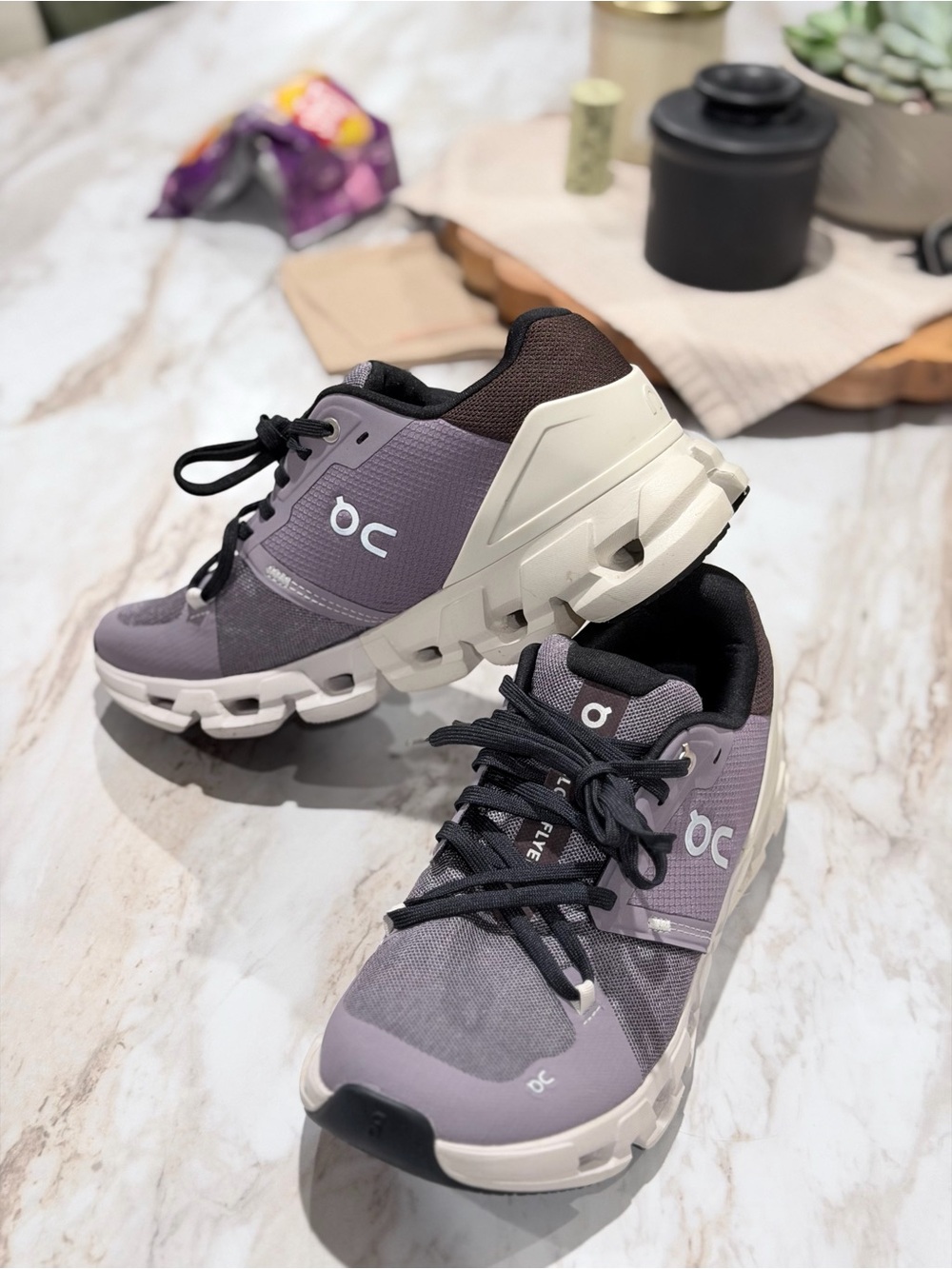 On Running Women’s Lavender and White Trail Sneakers
